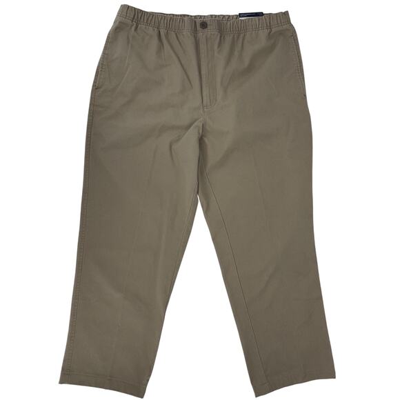 Lands' End Men's Traditional Fit Pants Flat Front Tan Large (36 / 38) Chino NWT - Picture 2 of 14